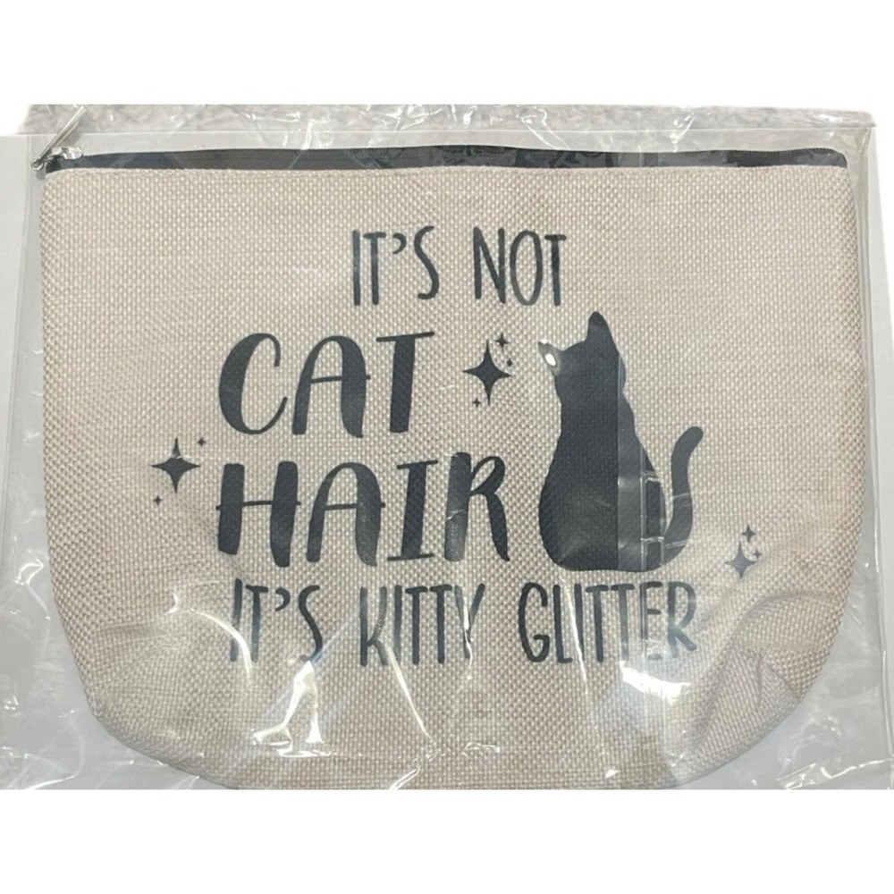 Cat It's Not Cat Hair‎ It's Kitty Glitter Zipper Bag Cosmetic Makeup Organizer